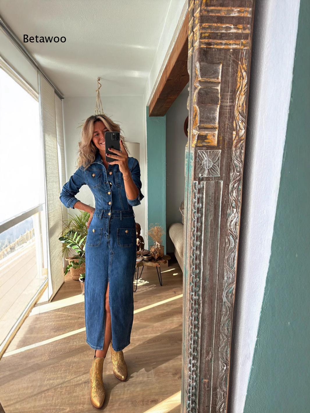 Black Denim Midi Dress For Wom - Midi Dress recension och pris