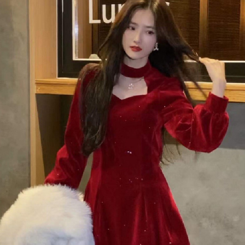 Fine Sparkling Velvet Dress Wo - Women'S Red Formal Wear recension och pris